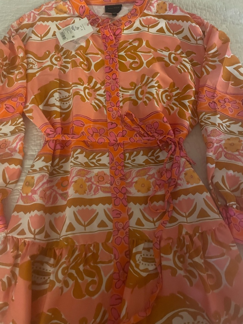 ALEX MARIE Women’s Size 8 Wren Banded Collar Tie-Waist A-Line Shift Dress NWT